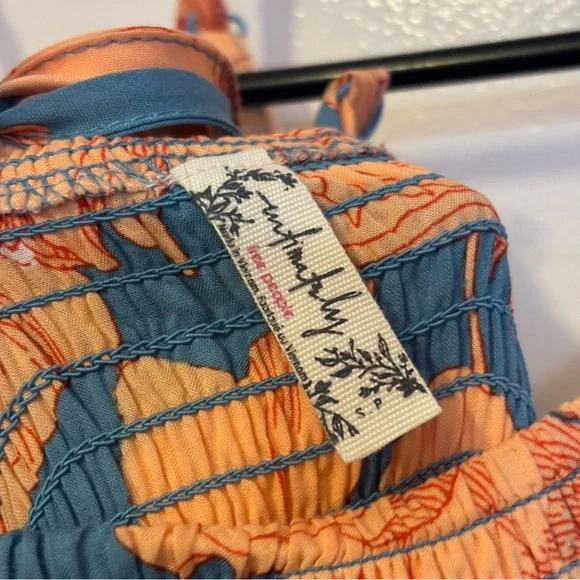 Free People Floral Maxi Dress in Blue and Orange - Picture 5 of 6